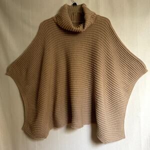 NWOT Cowl Neck Sweater Knit Poncho M/L Boho Western Preppy